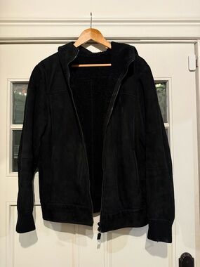 Berluti Sample Suede + Shearling hooded bomber
